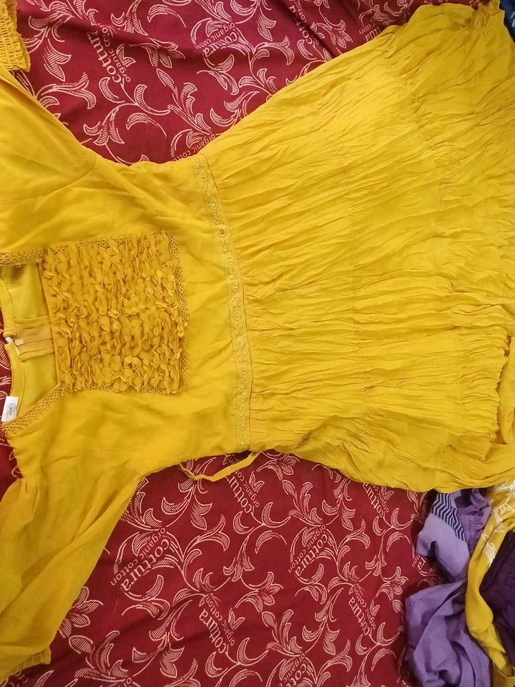 Elegant Yellow Ethnic Dress