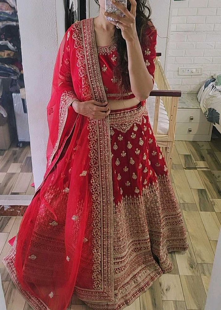 Red Embroidered Lehenga Choli