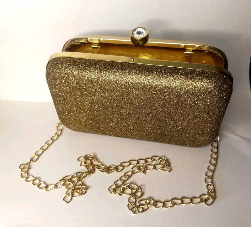 Gold Glitter Evening Clutch