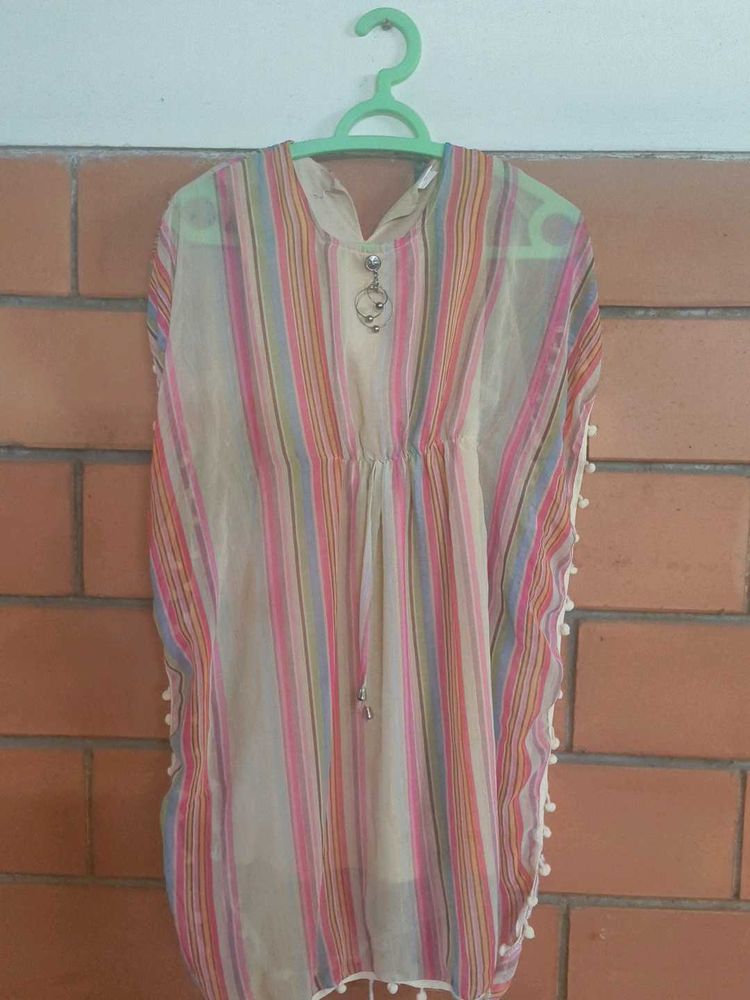 Striped Kaftan Cover-Up
