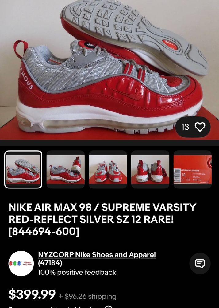 Nike Air Max 98 Supreme Varsity Red