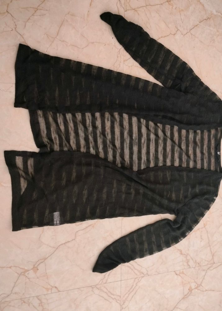 Black Striped Transparent Shrug