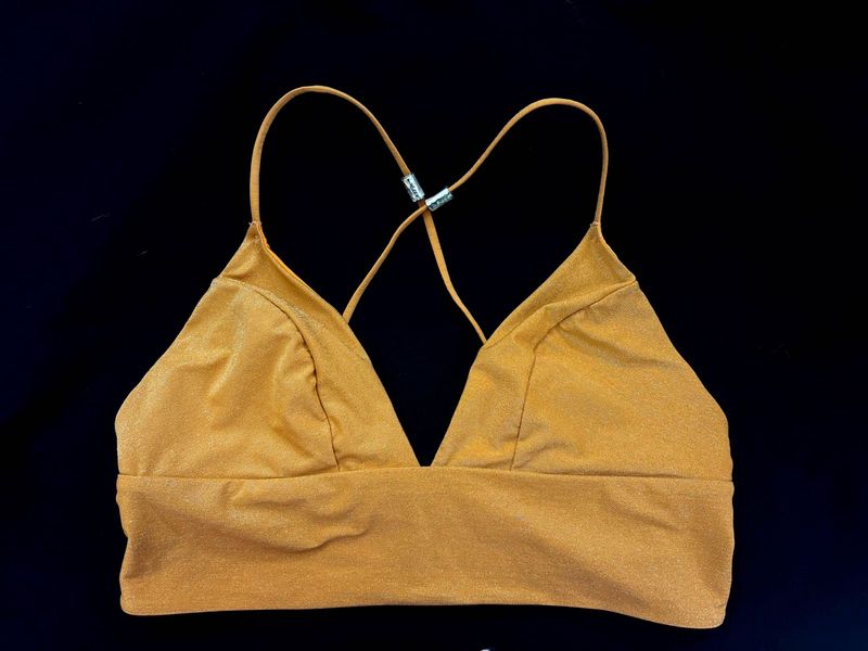 H&amp;M V SHAPED EMBELLISHED SHIMMER BIKINI TOP