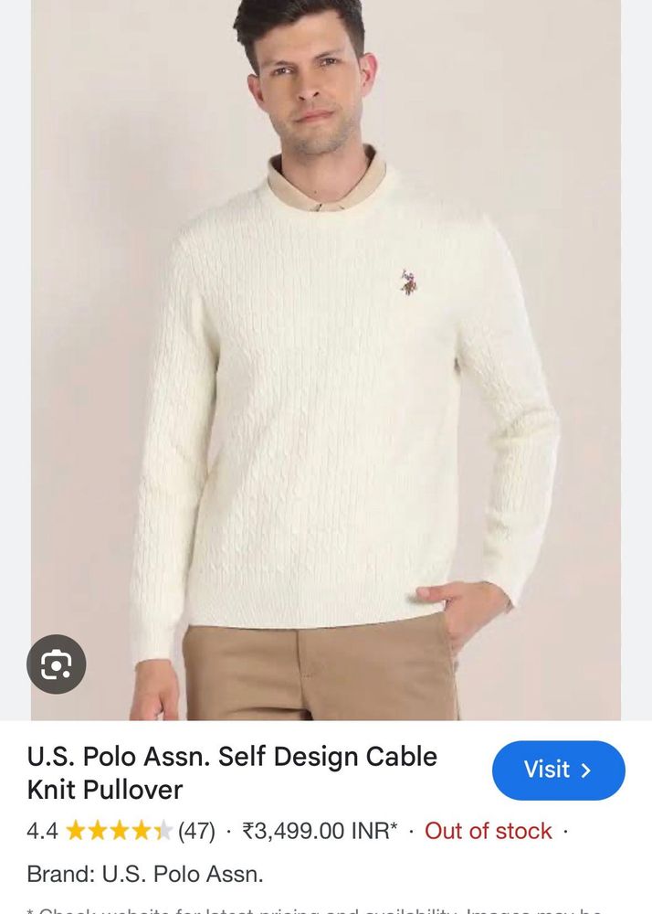 US POLO white Cable Knit Sweater