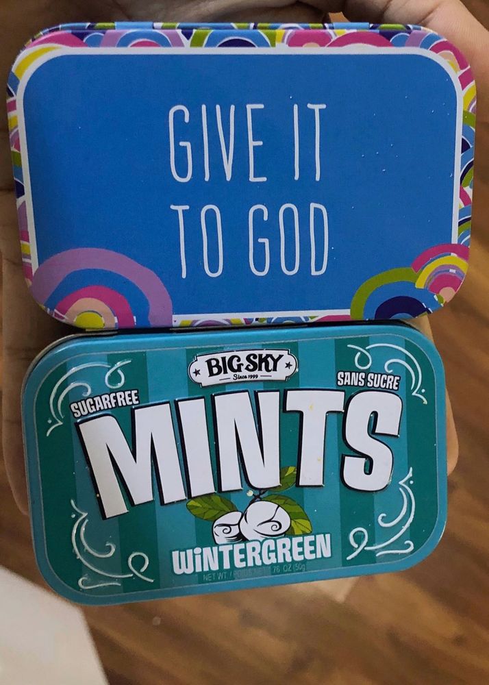 Two Empty Tin box Wintergreen Mint And Blue