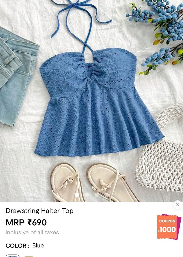 SALE‼️Blue Halter Neck Savana Top