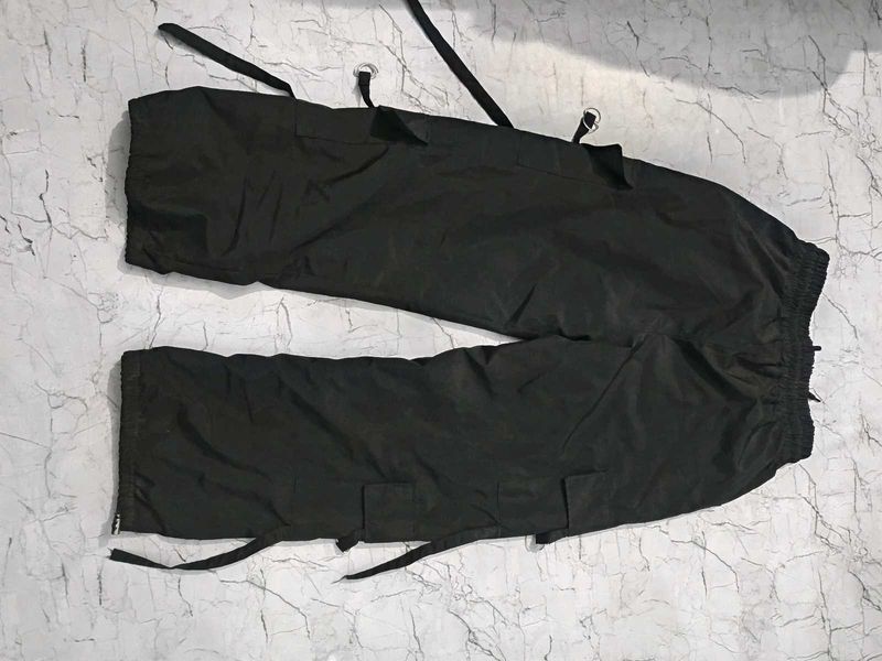 Black Cargo Pants with Straps