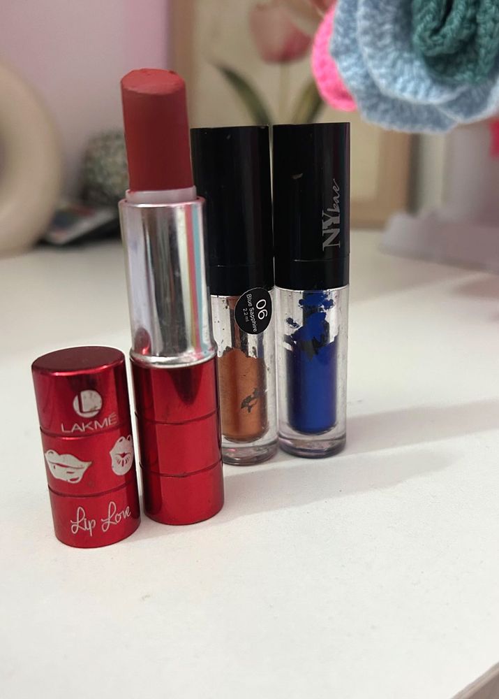 Set Of 3 | Lakme lipstick &amp; 2 Eyeshadow