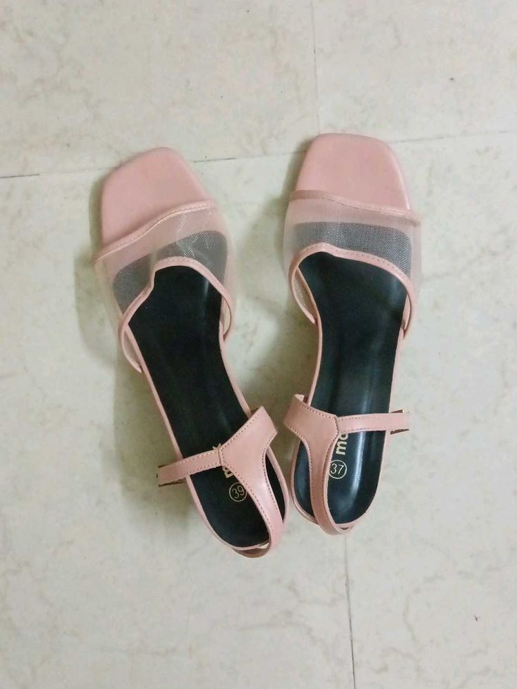 Pink T-Strap Sandals