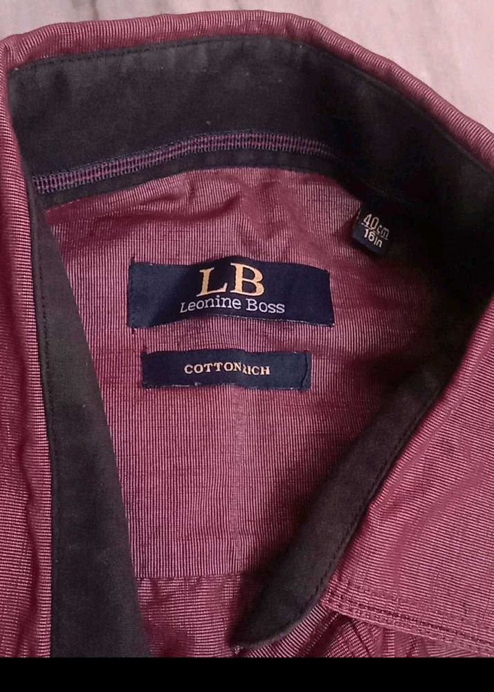 Burgundy Cotton Rich Dress Shirt