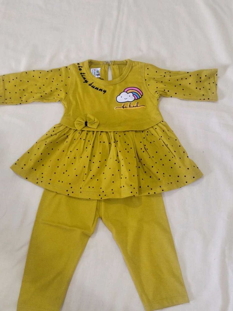 Mustard Color Frock Pant Set
