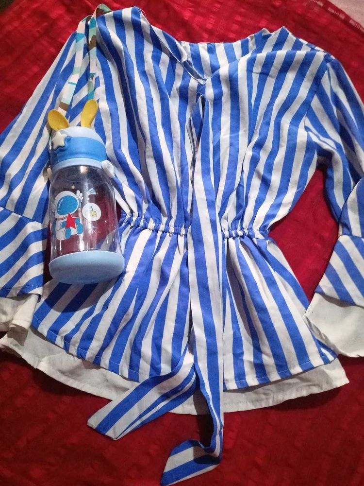Striped Tie-Front Top