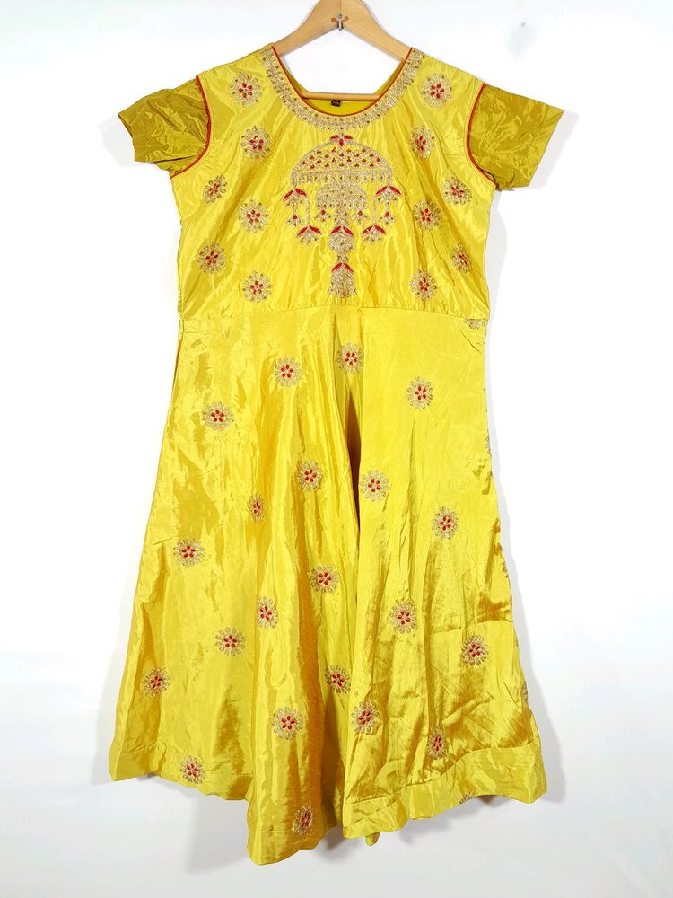 Mustard Gold Embroidery Kurtas(Women's)
