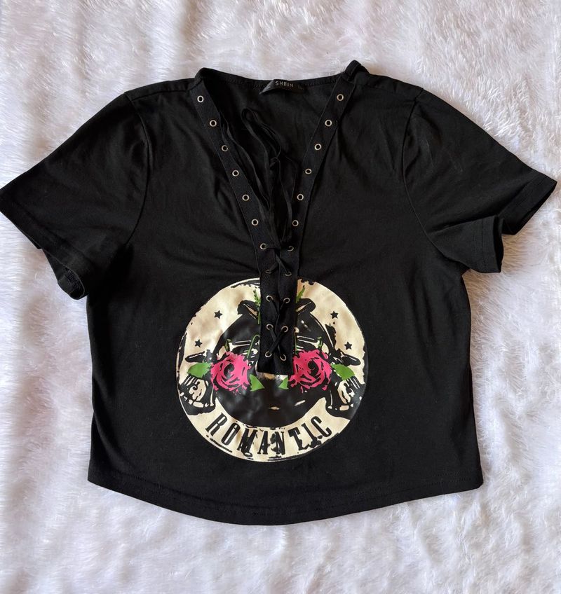 Shein Black 'Romantic' T-shirt