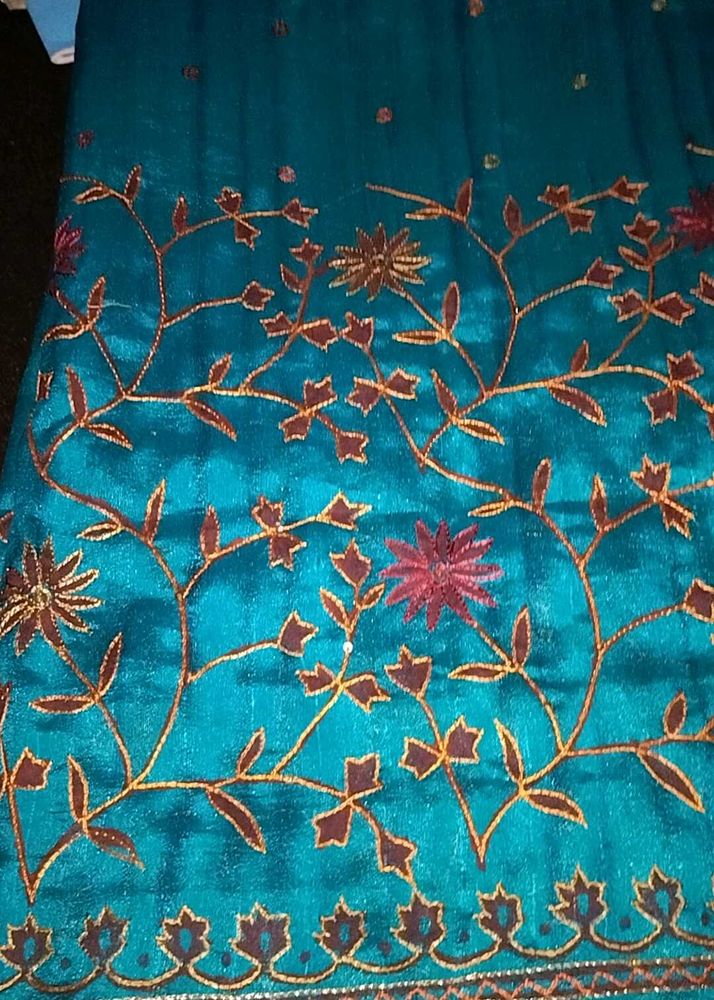Beautiful Embroidery Flower Design Saree