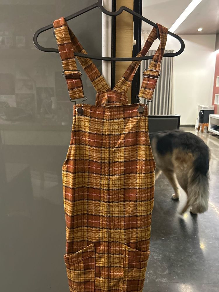 Plaid Overall Dress