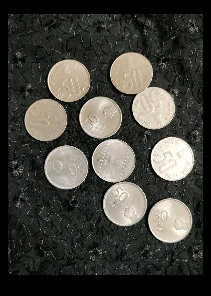 10 Pieces Of 50paise Coins