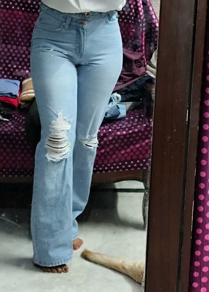 Stylish Ribbed Bootcut Jeans