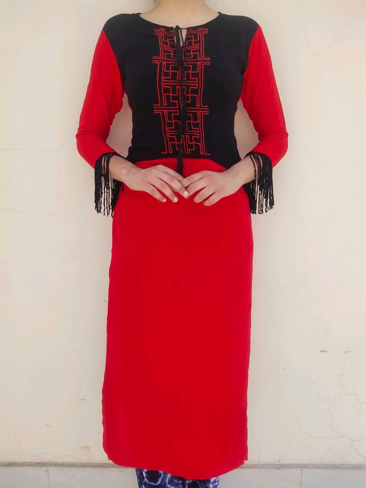 Straight Kurta With Light Embroidery