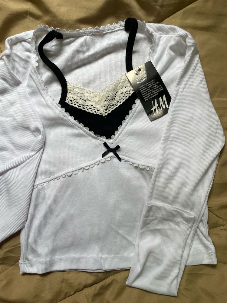 Lace Trim Bow Tie Crop Top