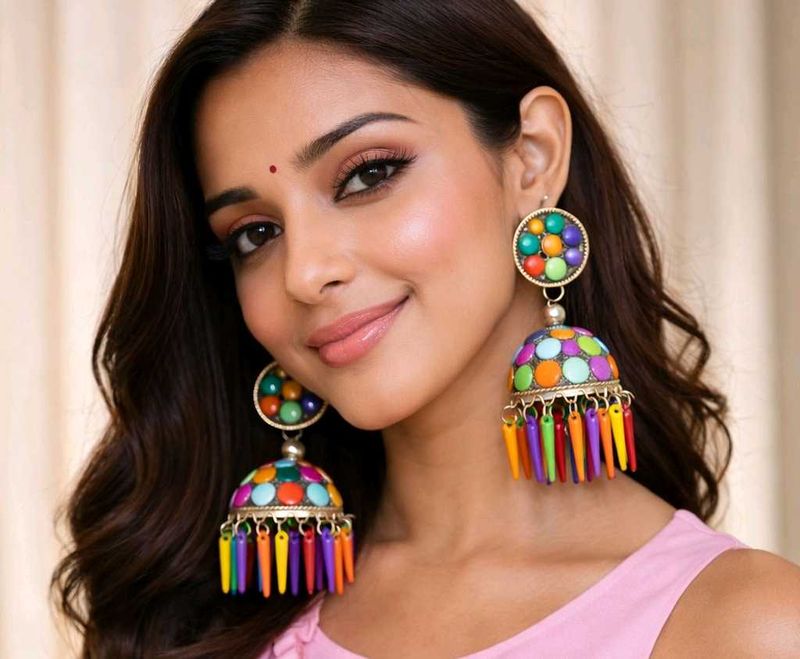 Funky Colorful Jhumka Earrings