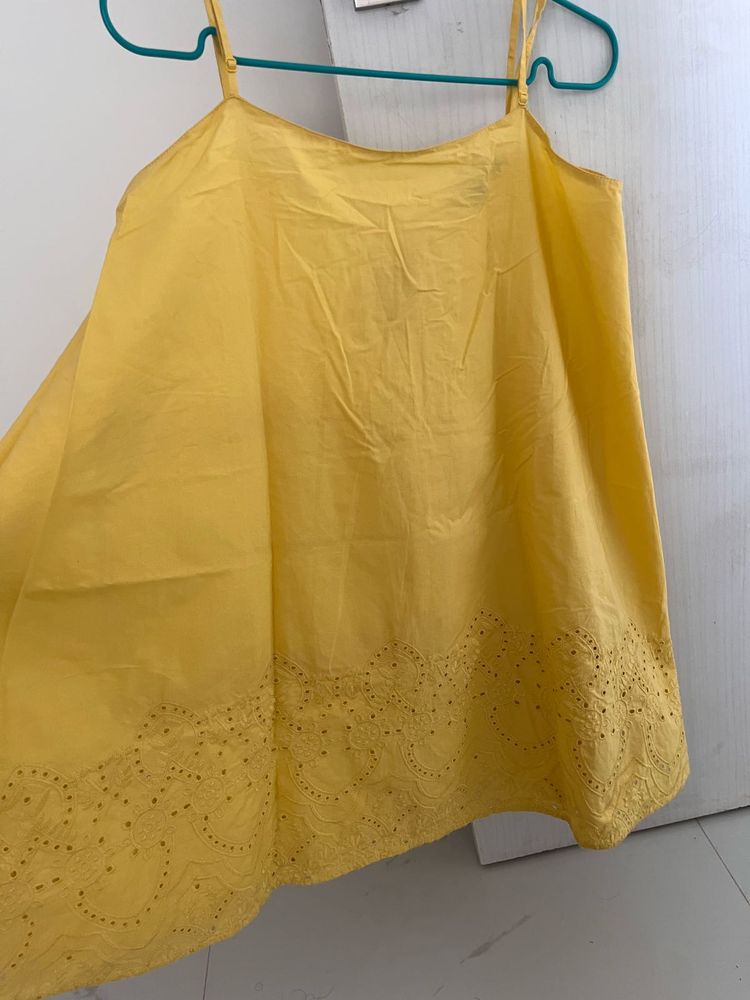 VERO MODA Yellow Embroidered Tank Top