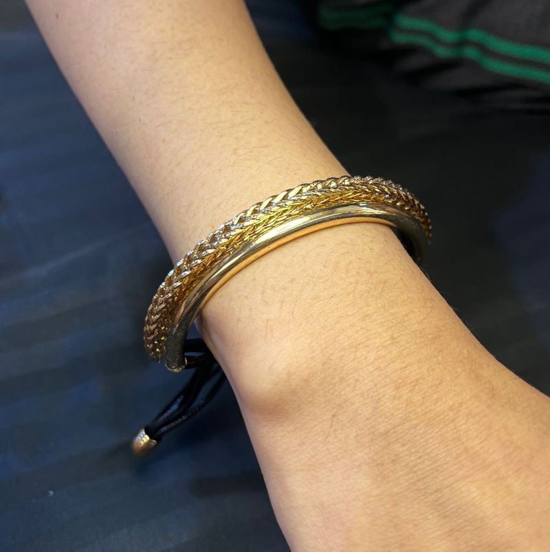 Half Gold Leather Bracelet