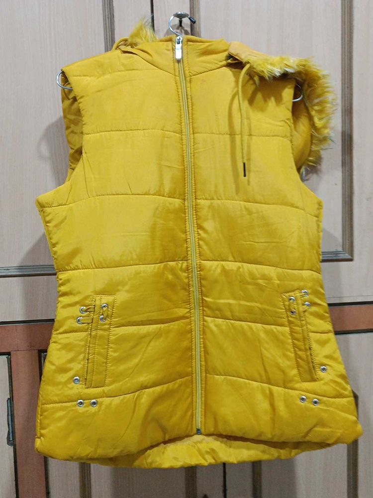 Yellow Sleeveless Puffer Jacket