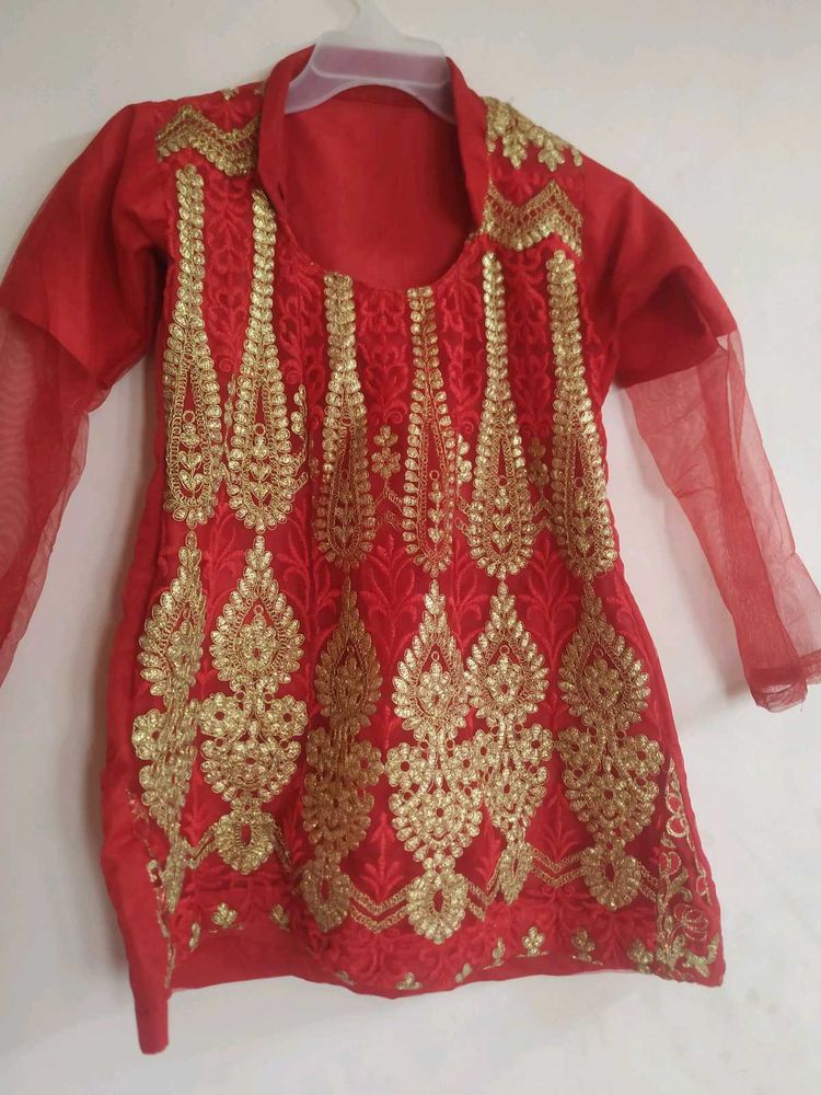 Beautiful Red Short Kurti With Dhoti Salwar ❤️‍🔥