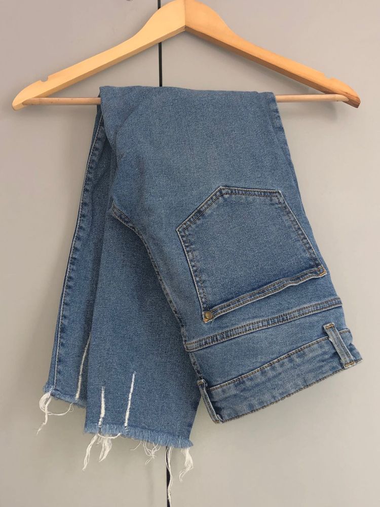 Distressed Hem Denim Jeans