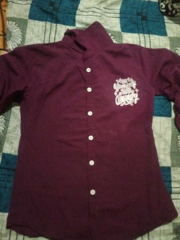 Maroon button up shirt + Freebie