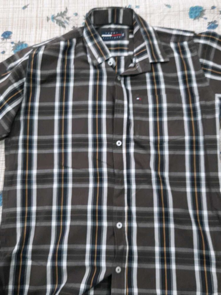 Tommy HILFIGER Brown Dominant Checked Shirt Mens
