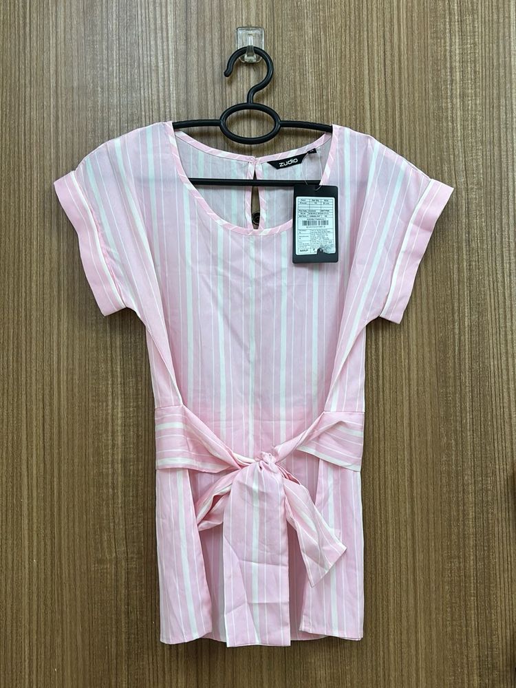 Pink And White Striped Shirt Blouse For Women