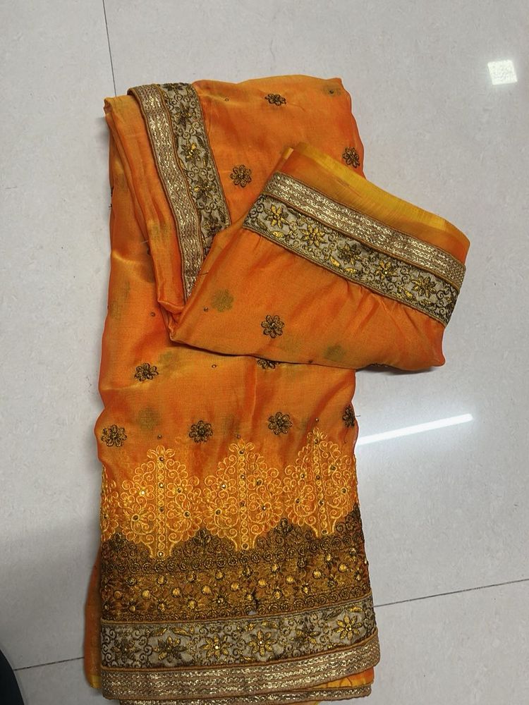 Elegant Orange Saree