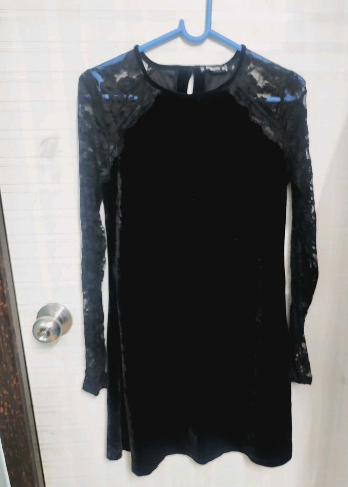Black Velvet Lace Dress