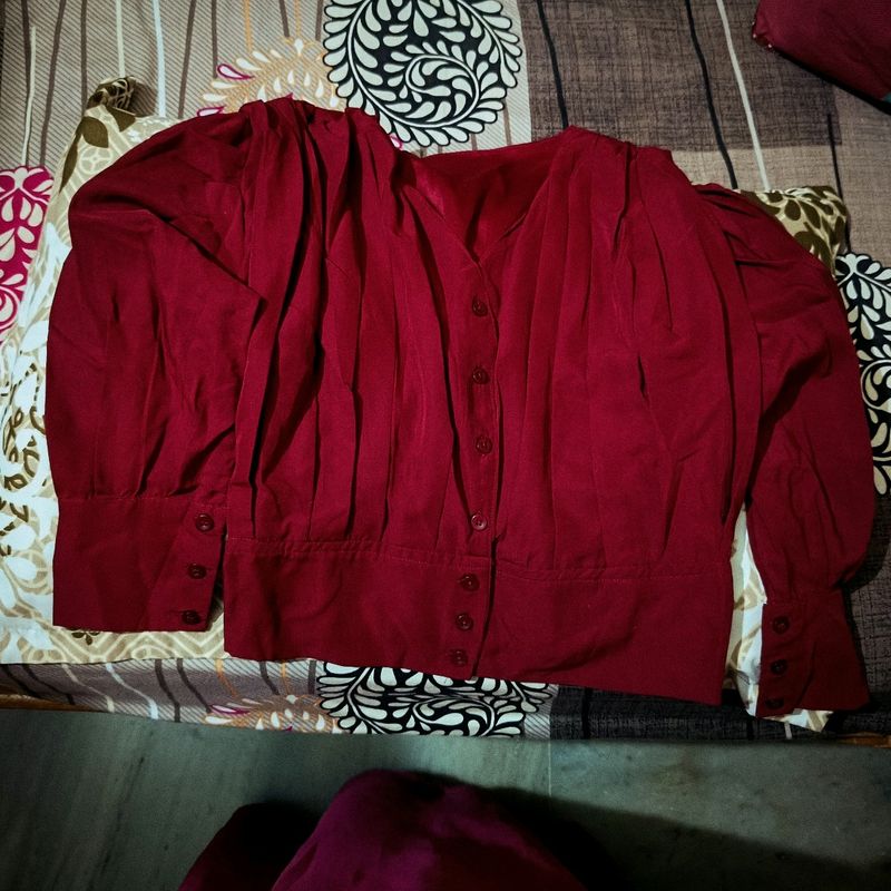 Maroon Western Crop Top*