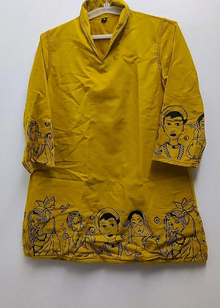 Yellow Printed Kurta