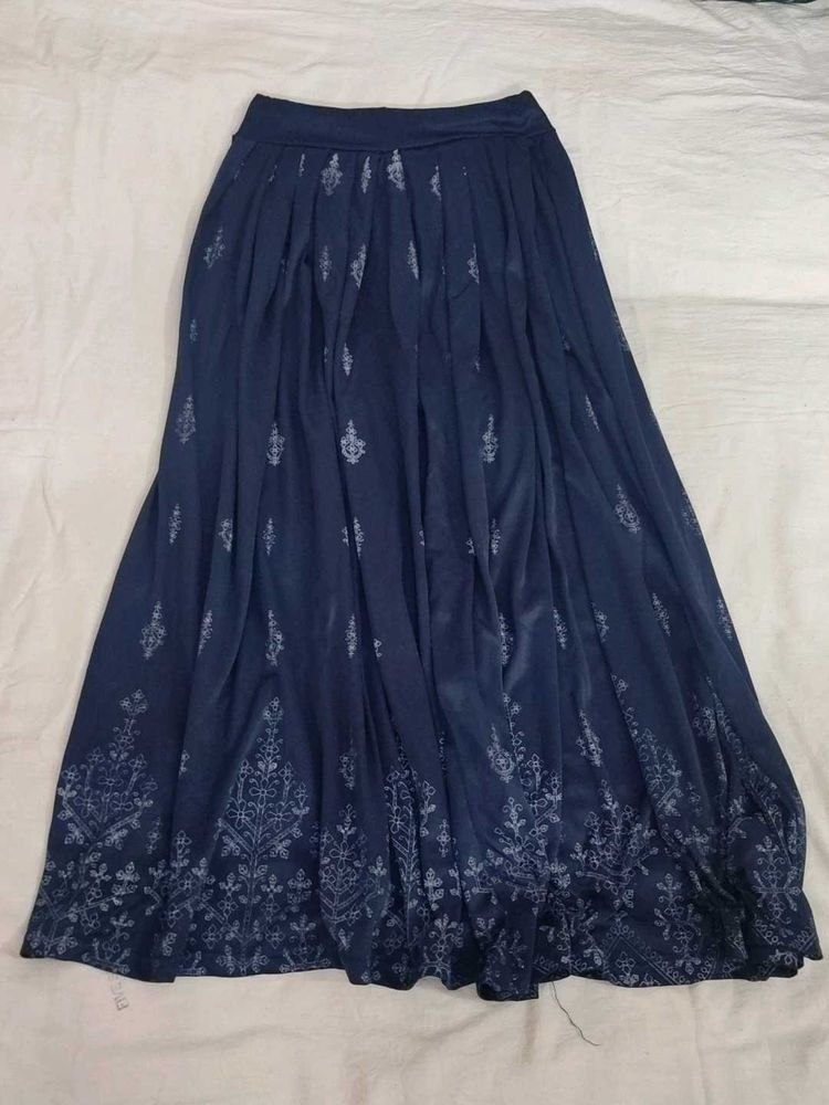 Navy Blue Floral Maxi Skirt