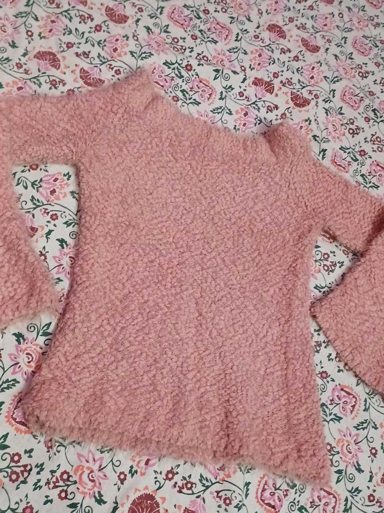 Pink Fuzzy winter Top
