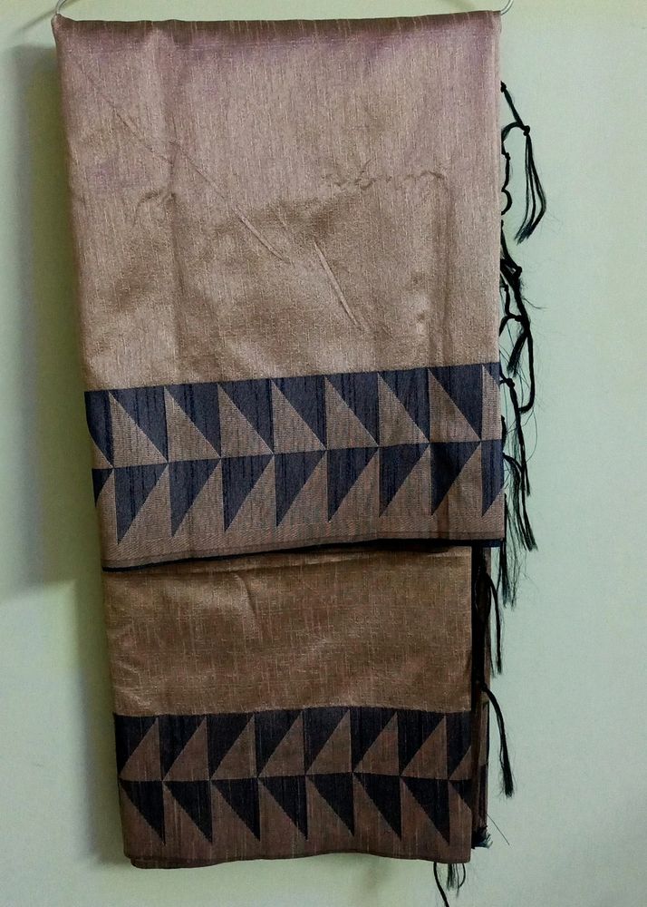 BEAUTIFUL BLUE BROWN MIX NUDE SHADE SAREE