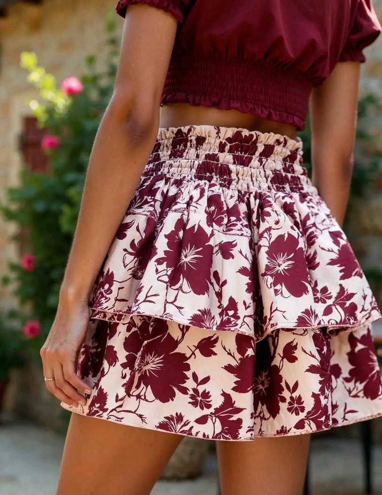 Floral Tiered Mini Skirt