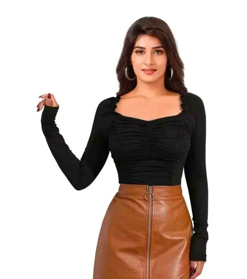 Beautiful Black Crop Top With Full Sleeves