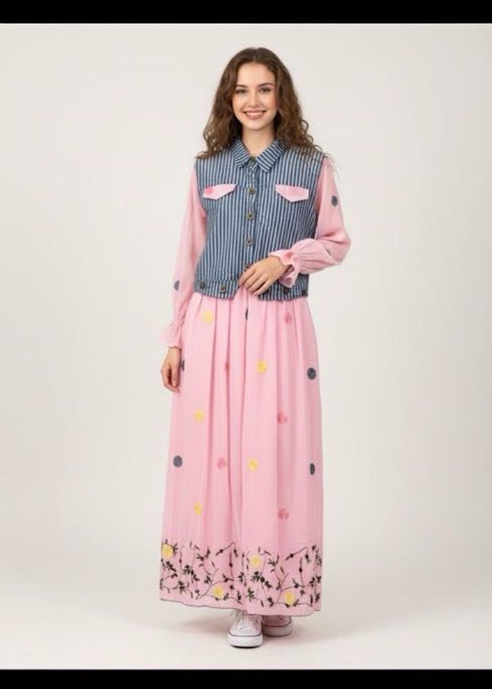 Striped Denim &amp; Pink Dress