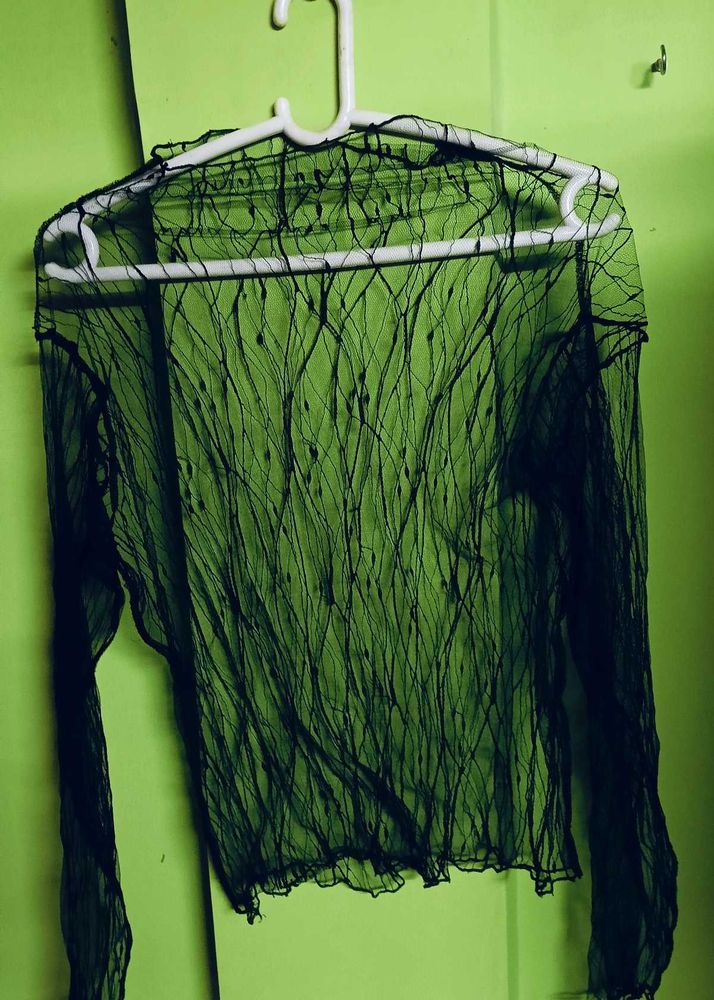 Cute Transparent Black Lace Top