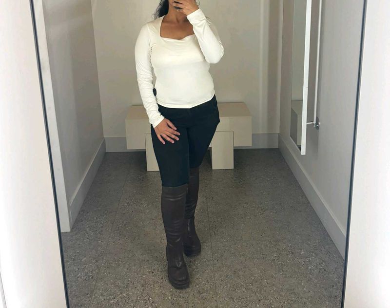 Square Neck Long Sleeve Top