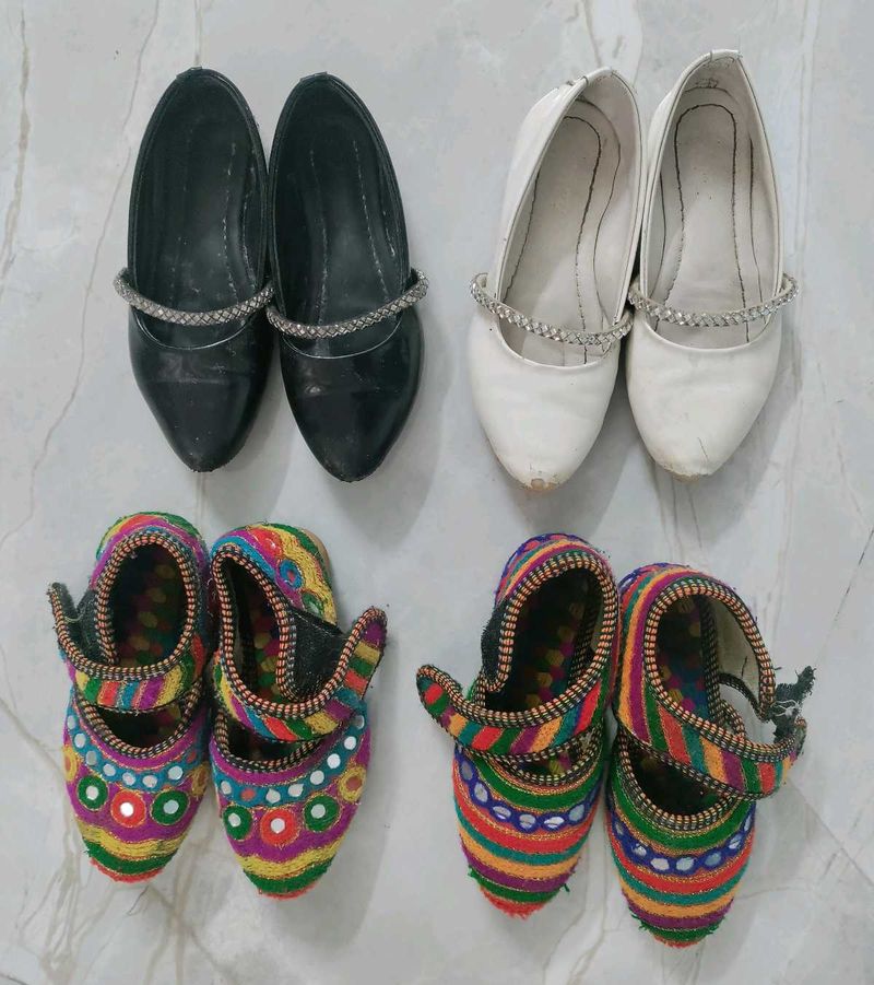 Set of 4 Ballet Flats &amp; Embroidered Shoes