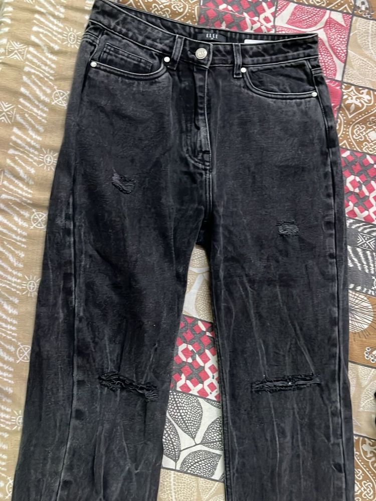 Elle Distressed Black Jeans