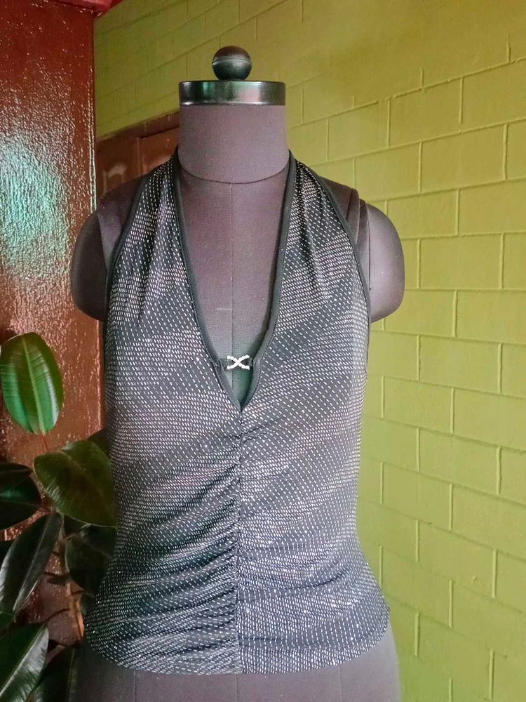 Sparkly Silver Halter Top