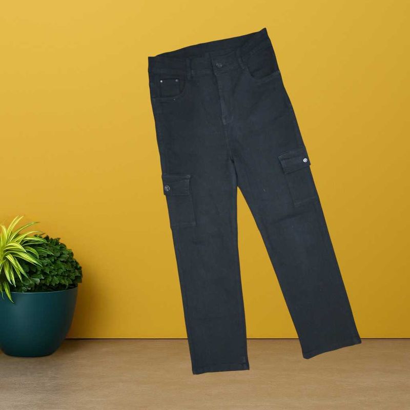 women black straight cargo jeans size 30 (O-47)