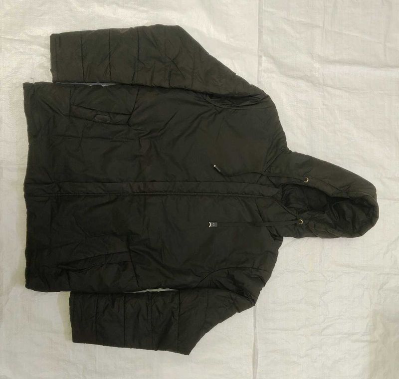 Black Hooded Padded Jacket